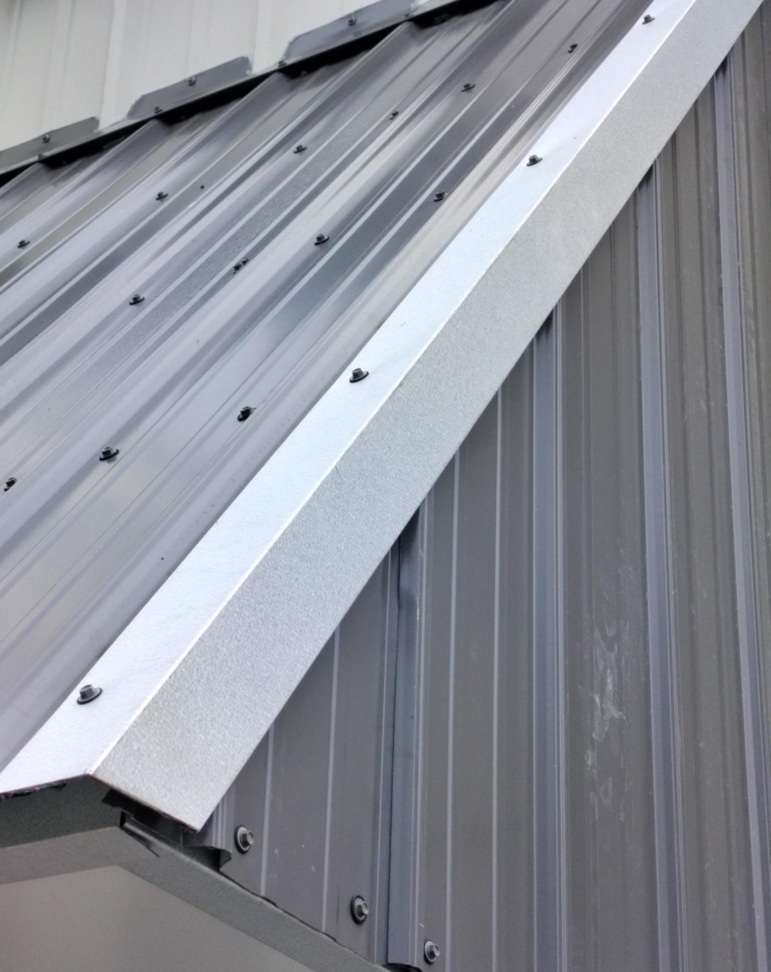 Metal storm awning installed above a side entry door
